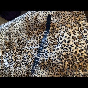 Black leather choker with chains